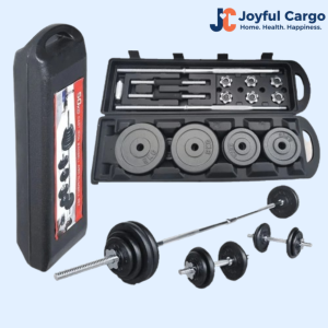 Cast iron 50kg adjustable dumbbell and barbell set with storage case for home gym